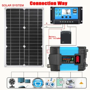 12V to 110V/220V Solar Panel System 600WSolar Panel Battery Charge Controller 6000W Solar Inverter Kit Complete Power Generation - Image 4