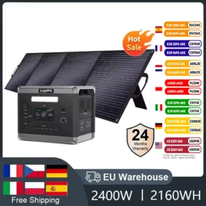 SOLARPLAY Solar Portable Power Station 2400W With 1/2PCS 200W 18V Solar Panel included 2160WH LiFePO4 Solar Generator For Camp