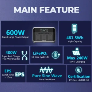 Sorein 600w Solar Power Station Portable Generator Ecoflow River Solar Generator Portable Power Station 500W - immagine 4
