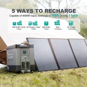 Solar Generator for R4000 with 400W Panel, 4 X 4000W (6000W Surge) AC Outlets, 3600Wh Portable Station - Image 3