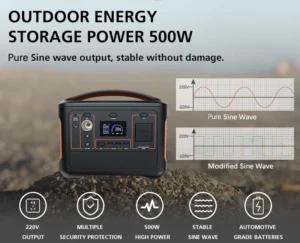 500W 220V 110V Portable Power Station Solar Generator Lithium Battery Backup Pairing with 2 SolarSaga 100w Solar Panels - immagine 6