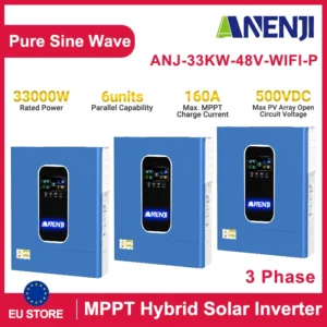 Anenji 33kw ibridi inverter solari ibrido 48v 220V inverter mppt wifi parallelo 6 max inversores híbridos solari per pannello solare
