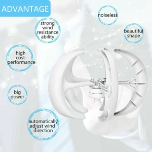 3000W 48V Vertical Axis Wind Turbines Generator Lantern 5 Blades Motor Kit Windmill Energy Charge Home Camping - immagine 3