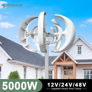 5000W 24V 48V Turbine eoliche verticali con un sistema di celle solari da 6kWh giornaliere