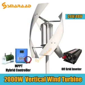 Kit generatore di turbine eoliche per assi verticali da 2000 W Kit a vento a vento da 48 V con controller set completo di uscita e inverter da 220 V CA