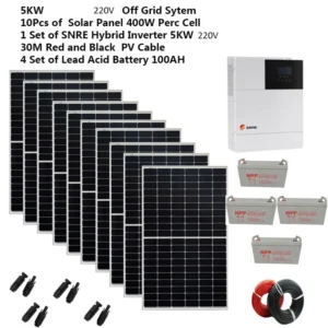 Sistema solare per casa kit completo completa 5kw 5000W 220V 110 V Pannello solare 300 W OFF GRID SISTEMA MPPT UPS Ibrido Inverter 4HP Car RV