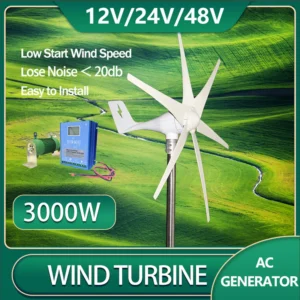 Piccolo generatore di elettricità della turbina a vento Kit completo 3KW 24V 48V 3 lame Dynamo con controller di carica MPPT RV Yacht Farm