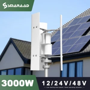 3000W Vertical Wind Turbine 12V/24V/48V Low Noise Free MPPT Controller