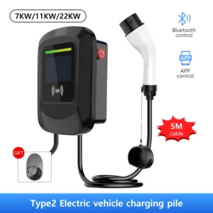 New Home EV Charger Type 2 7KW 11KW 22KW 16A 32A 230V 400V 5Meter Cable WIFI Bluetooth APP Electric Vehicle Charging Station