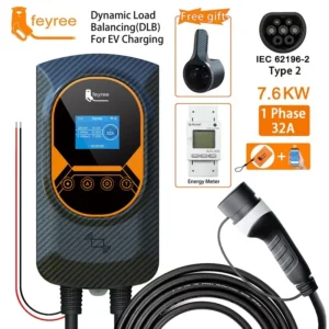 Type2 32A 7.6KW EV Charger Dynamic Load Blancing EVSE Wallbox Smart APP Function 11KW 22KW Charging Station Electric Car - Image 2