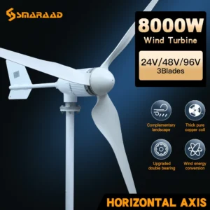 Generatori a turbina eolica orizzontale da 5kW da 5kW a bassa velocità e sistema di batterie a basso rumore per la sospensione della casa