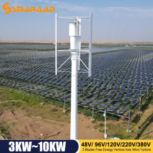 Turbina eolica verticale da 10kW Sistema off-griglia trifase 380 V 48V-220V adatto per piccole piante