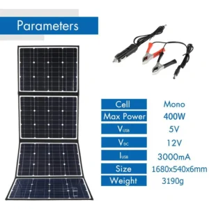 Pannello solare da 18V 400W USB USB Monocristallinel Pacchetto pieghevole per celle solari impermeabili con controller 10/20/30/40/50a/60A - Image 5
