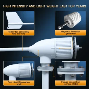 Generatori a turbina eolica orizzontale da 5kW da 5kW a bassa velocità e sistema di batterie a basso rumore per la sospensione della casa - immagine 3