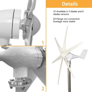 Piccolo generatore di elettricità della turbina a vento Kit completo 3KW 24V 48V 3 lame Dynamo con controller di carica MPPT RV Yacht Farm - immagine 3