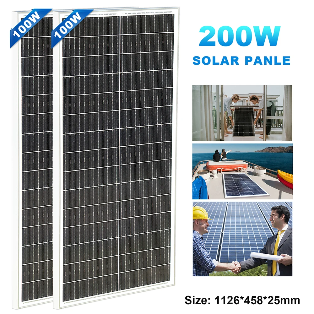 Pannello solare in vetro 100w 1pcs 2pcs 3pcs 4pcs 12V 200W 300W 400W pannelli solari per campeggio della stazione di potenza del frigorifero per la luce della luce ecc. - immagine 2
