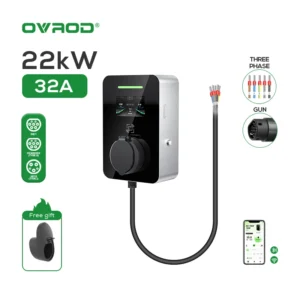 Stazione di ricarica veloce per veicoli elettrici da 11kw 22kW montata a parete con tipo di ricarica 5M, 2 pistole, schermo da 4,3 pollici e 32a 7kw - Image 2